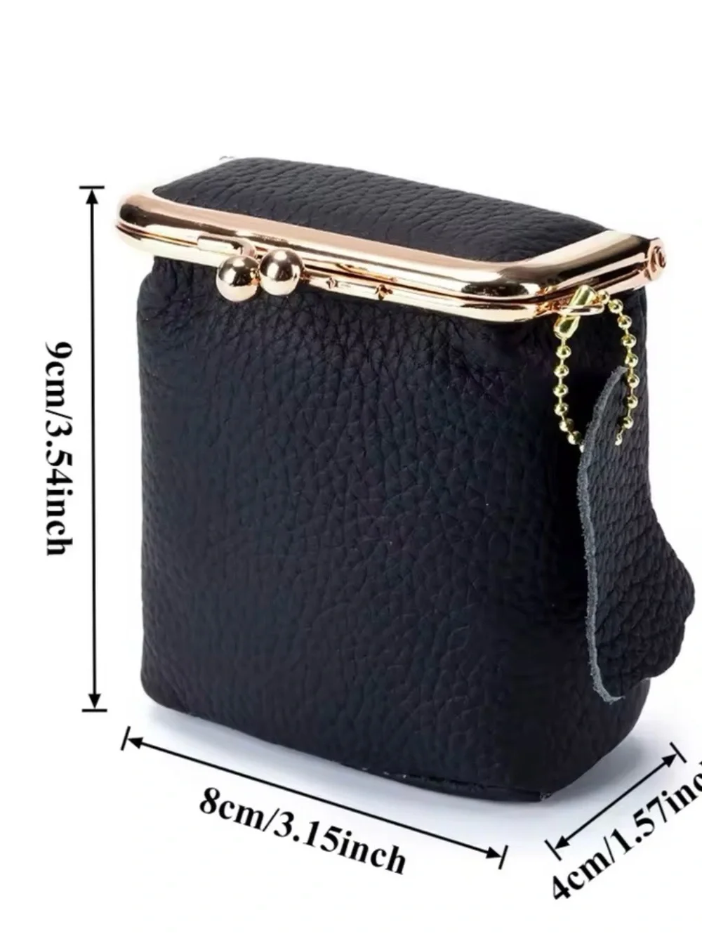 Leather Kiss-Lock Coin Purse - Gray